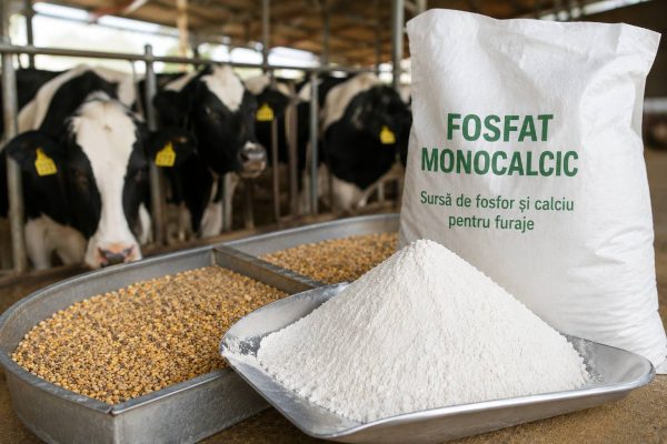 Fosfat monocalcic pentru furaje utilizat într-o fermă de bovine