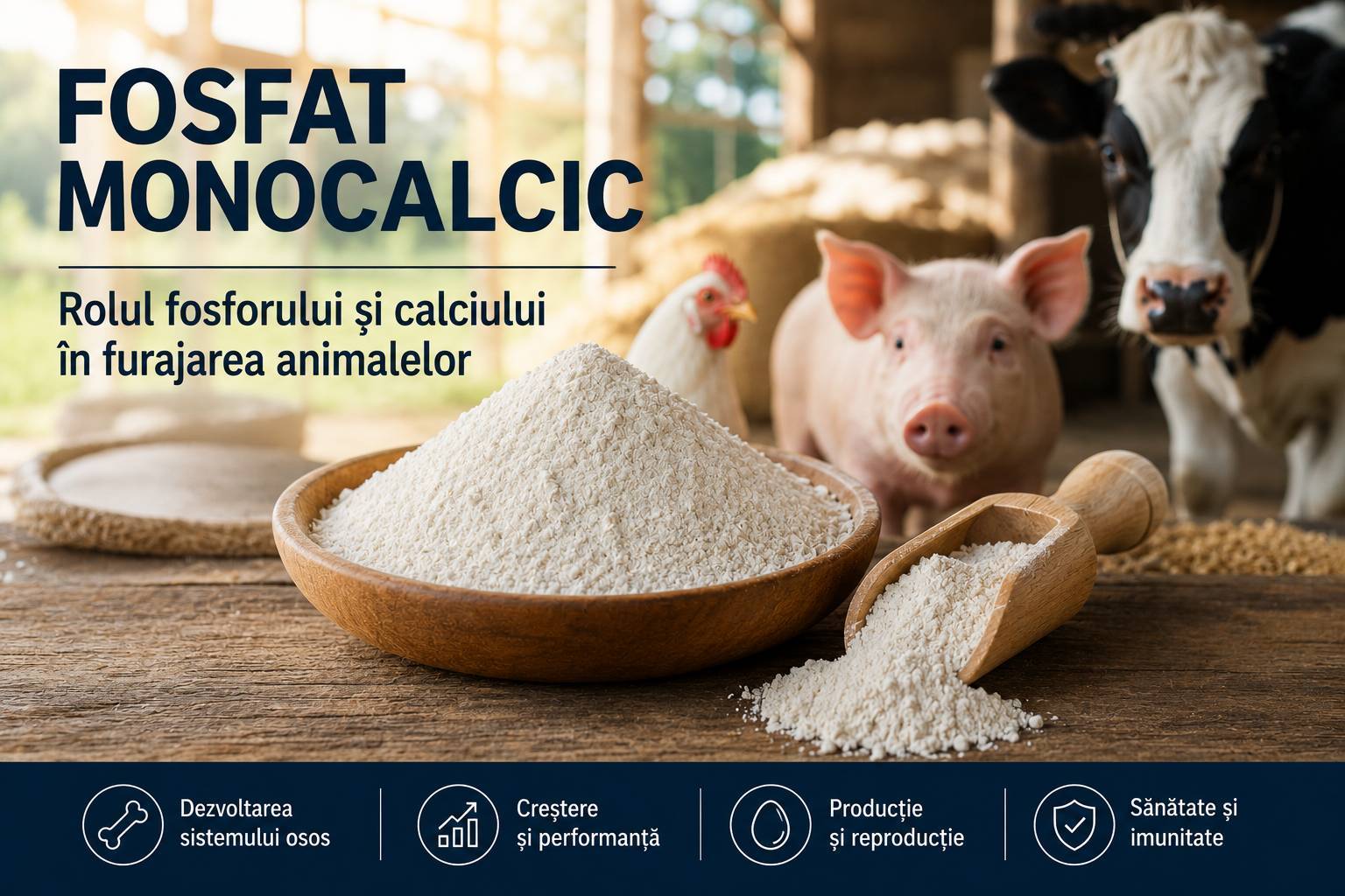 Fosfat monocalcic în furajarea animalelor: rolul fosforului și calciului în fiecare etapă de creștere