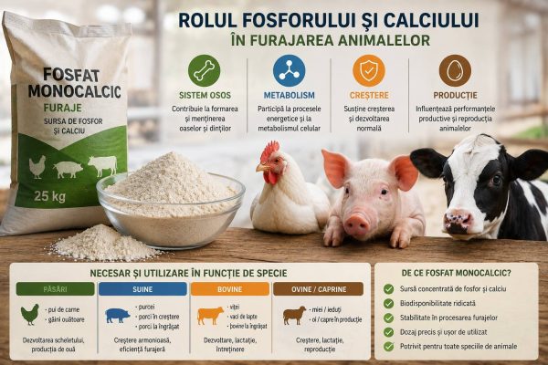 Rolul fosfatului monocalcic, fosforului și calciului în furajarea animalelo