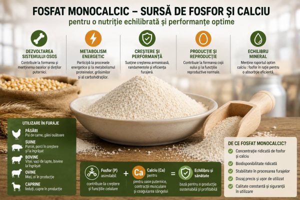 Fosfat monocalcic ca sursă de fosfor și calciu pentru furaje
