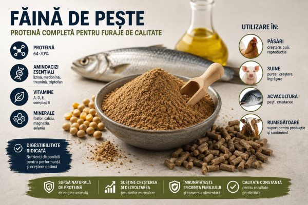 Făină de pește ca sursă completă de proteină pentru furaje